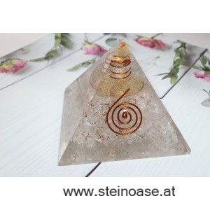 Orgonit Pyramide: Bergkristall & Blume des Lebens & Spirale & Herkimer Diamant